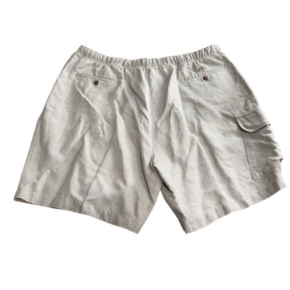 Caribbean Beige Linen Shorts Sz 48 Big Drawstring Elastic Waist 8.5" Inseam Mens - Picture 6 of 7